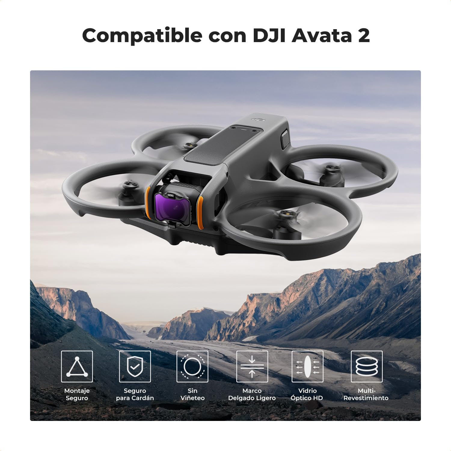 K&F CONCEPT Filtro para Avata 2, Kit de ND Filtro para Avata 2 con ND8, ND16, ND32, ND64 Compatible con dji Avata 2 con 28 Capas Nano Revestimiento