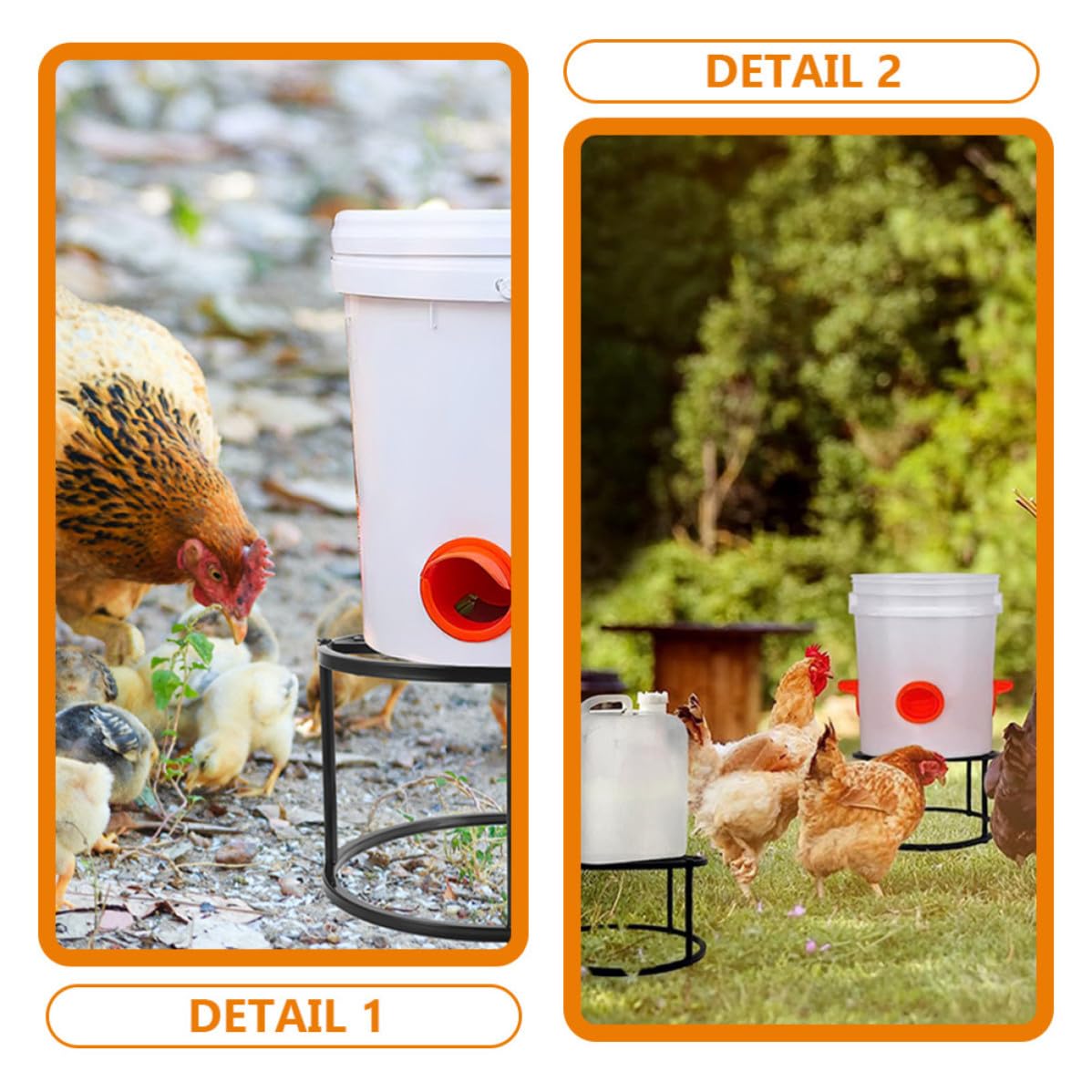 Supporto 2 in Mangiatoia per Abbeveratoio per Galline e Pezzi Ferro Nero | Stabile e Robusto, Resistente alla Ruggine, per Piccoli Animali, Uso nel Pollaio da Esterno