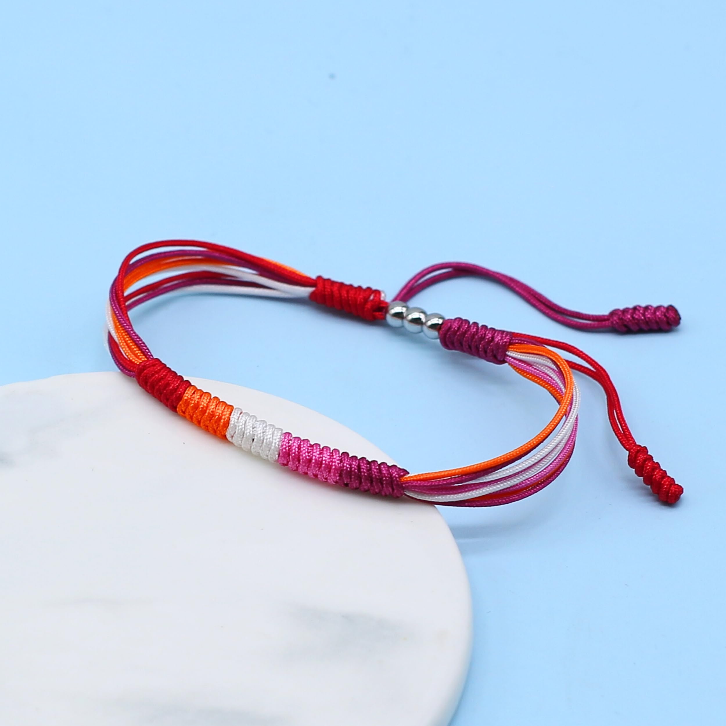 LAMIBEE LGBTQIA Pride, Bisexual, Pansexuality, Asexual, Lesbian, MLM Progress Flag Code Bracelet, Boho Style Rope Women Men Thread for Him Her, Pride Month
