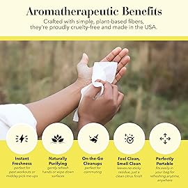 Herban Essentials - Lemon Wipes & Towelettes - Essential Oil Wipes for Make Up, Hands, Face & Body - Travel Size Essentials & Toiletries - Natural, Individually Wrapped, Disposable & Moist (7 count)