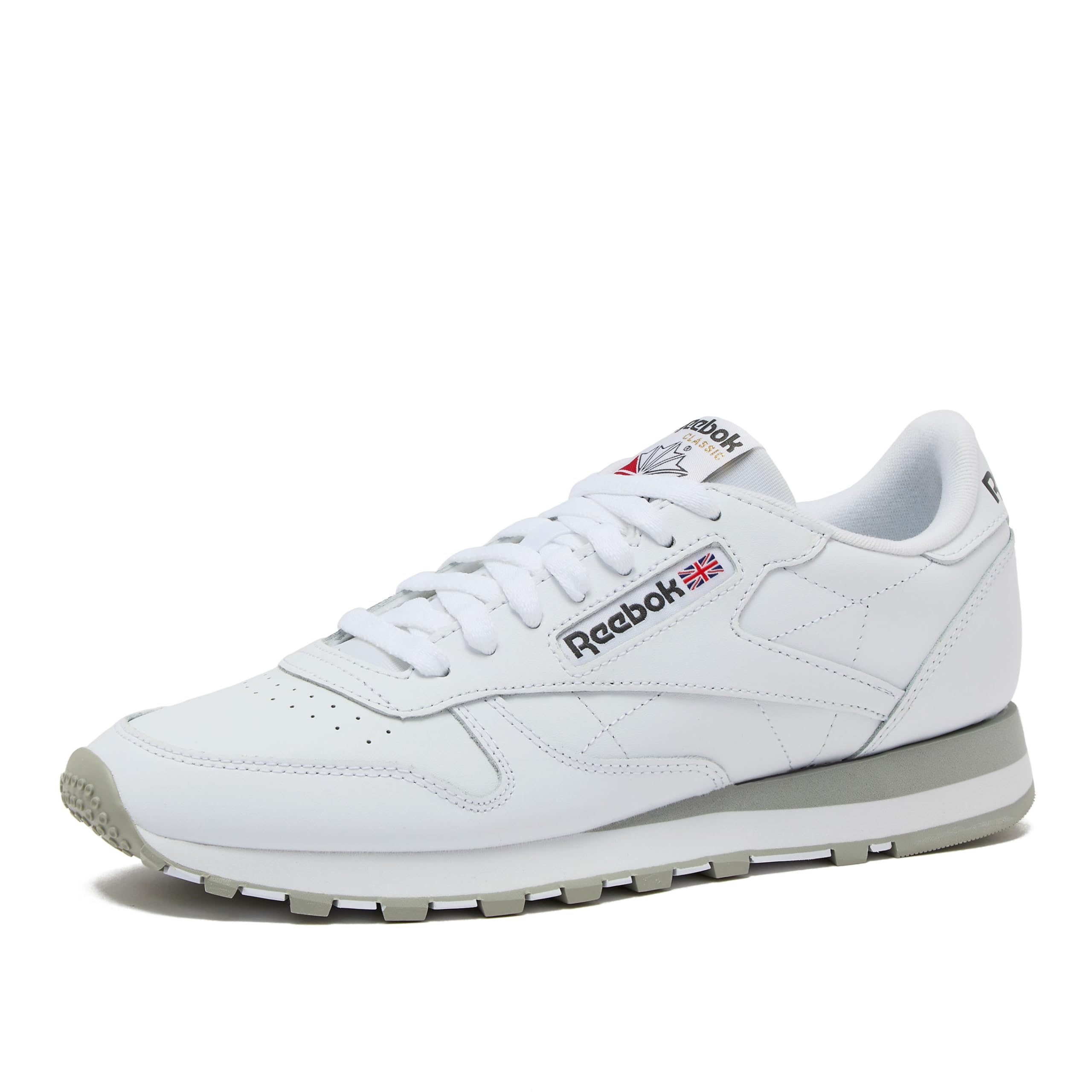 ReebokClassic Leather Sneakers for Men - Black or White Tennis Mens Shoes, Footwear White/Pure Grey3/Pure Grey, 11