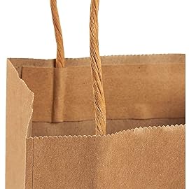 Juvale Mini Gift Bags with Handles - Brown Paper Party Favor Bags with Handles - Long & Narrow Design for DIY & Craft Fairs - 3 x 5.25 x 8.5 In, Brown, 12 Pack