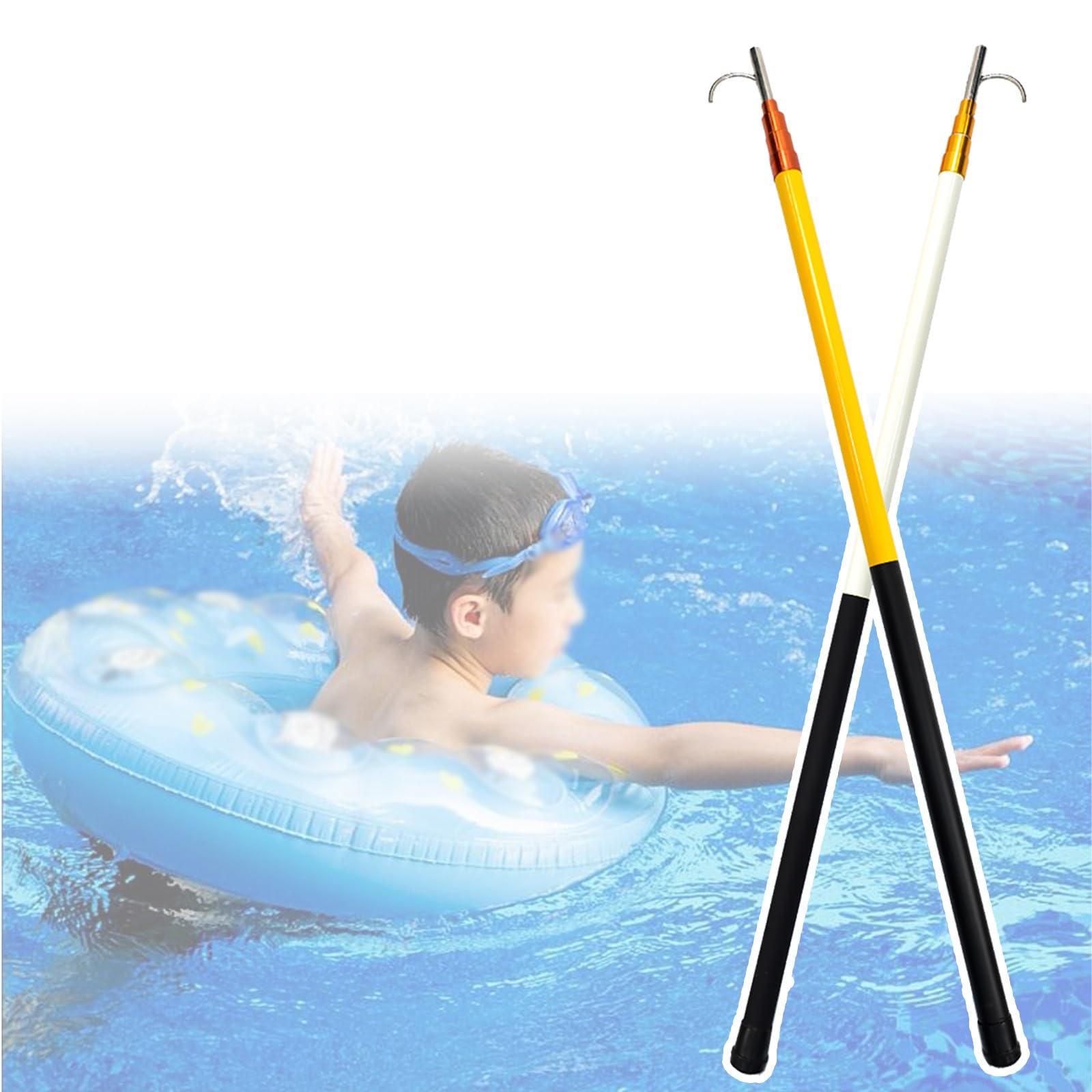 Perche de sauvetage piscine télescopique en fibre de verre avec crochet inox 6m