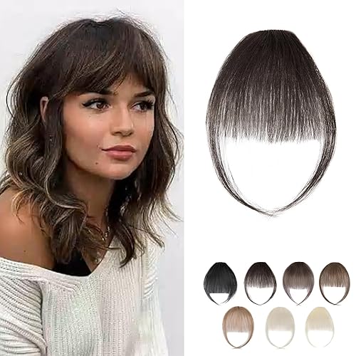 Flequillo con clip, de cabello humano negro natural, flequillo plano y ordenado con sienes con clip, flequillo de cabello real, extensiones de