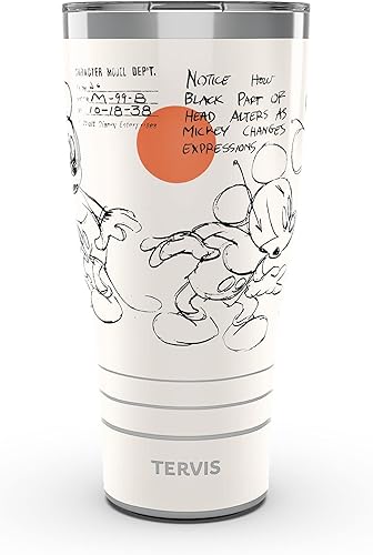 Tervis Traveler - Vaso aislado de triple pared de Mickey Mouse Melody de Disney mantiene las bebidas frías y calientes, 30 onzas, acero inoxidable