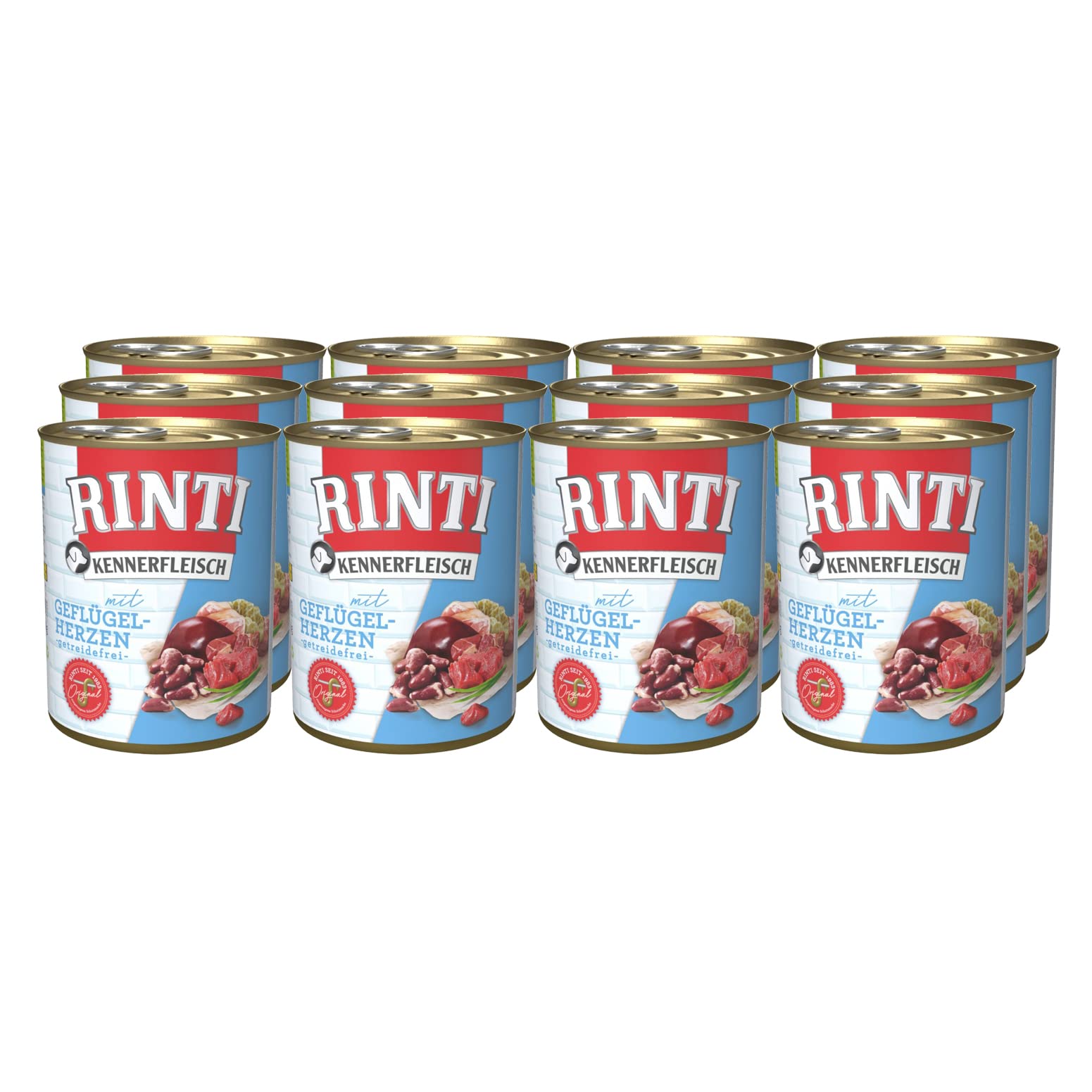 RINTI Carne con Corazones de Aves de Corral 12 x 800 g