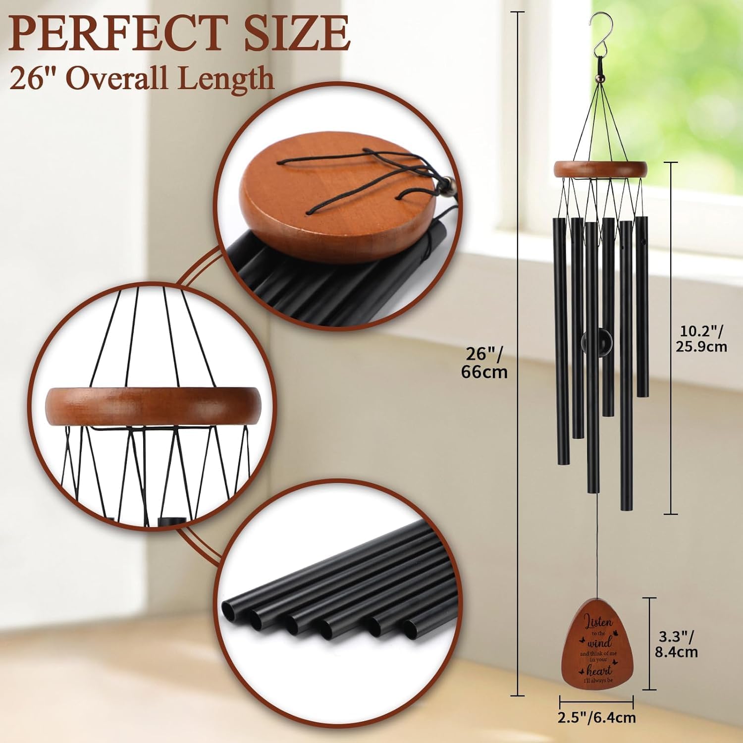 PRSTENLY 26 Inch Memorial Wind Chimes for Loss of Loved One, Sympathy Gift Wind Chimes for Loss of Father Mother Son, Daughter, Friends, Sister, Bereavement Remembrance Gift in Memory of Loved One - Image 2