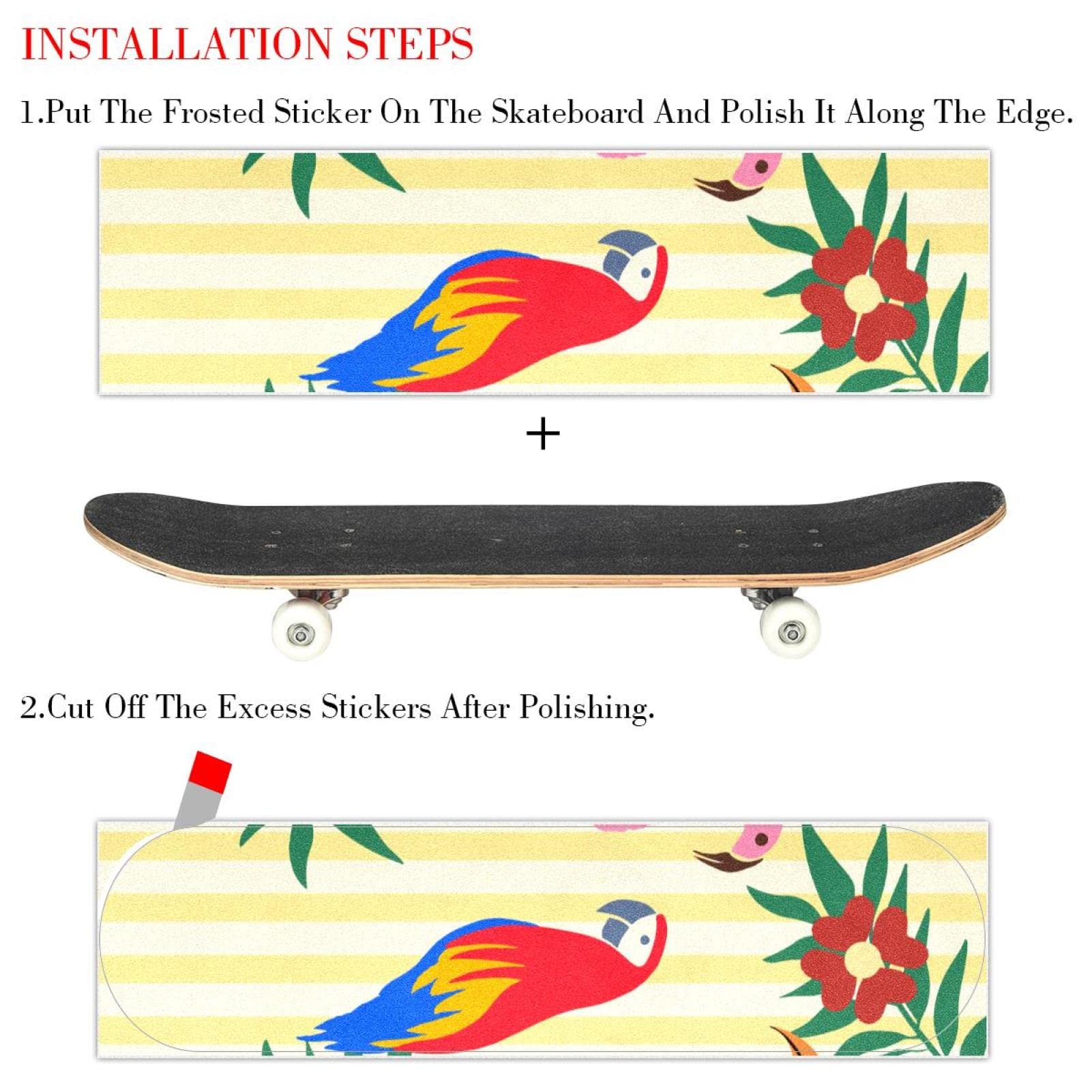 Tropical Toucan Skateboard-Griptape, Schleifpapier, Longboard, Aufkleber, Scooter, Deck, Sandpapier, 2 Stück