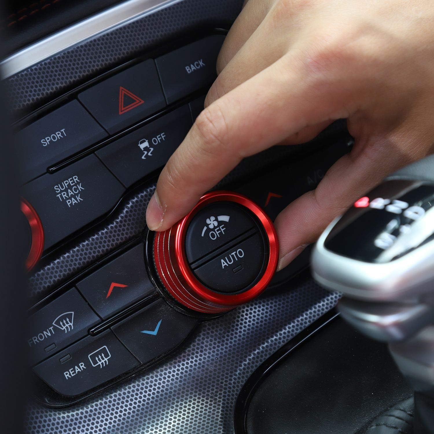 Voodonala for Challenger Radio AC Knobs Air Conditioner Switch Button for 2015-2019 Dodge Challenger Charger Chrysler 300, Aluminum Alloy, Red