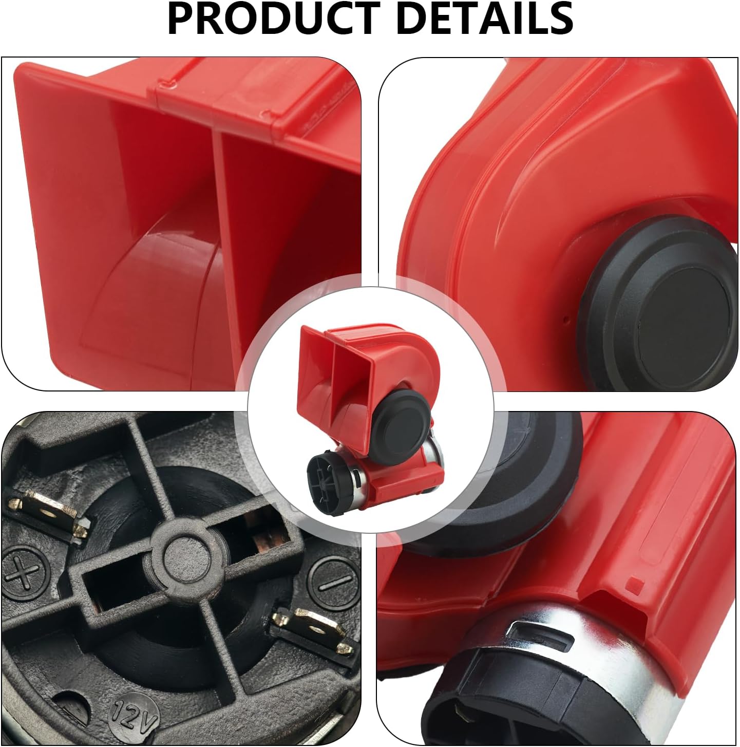 NEOGET Air Horn 12V Loud, Compact Twin Tone Trcuk Horn with Compressor and Relay Harness Kit, Fit for 12V Vehicles Truck Car Motocycle Upgrade (Red)
