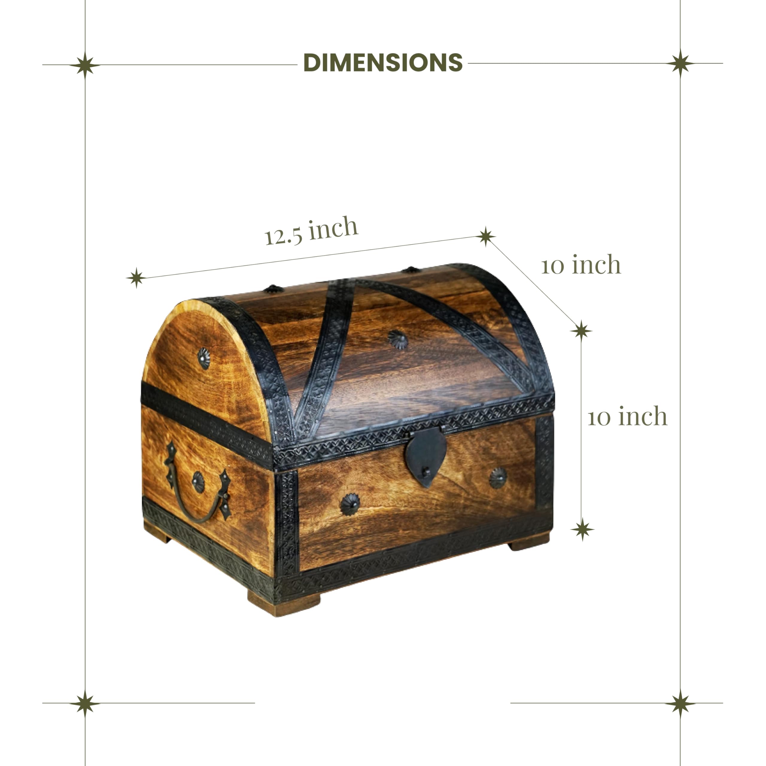 Buy Brynnberg Pirate Wooden Treasure Chest Box - Durable Wooden
