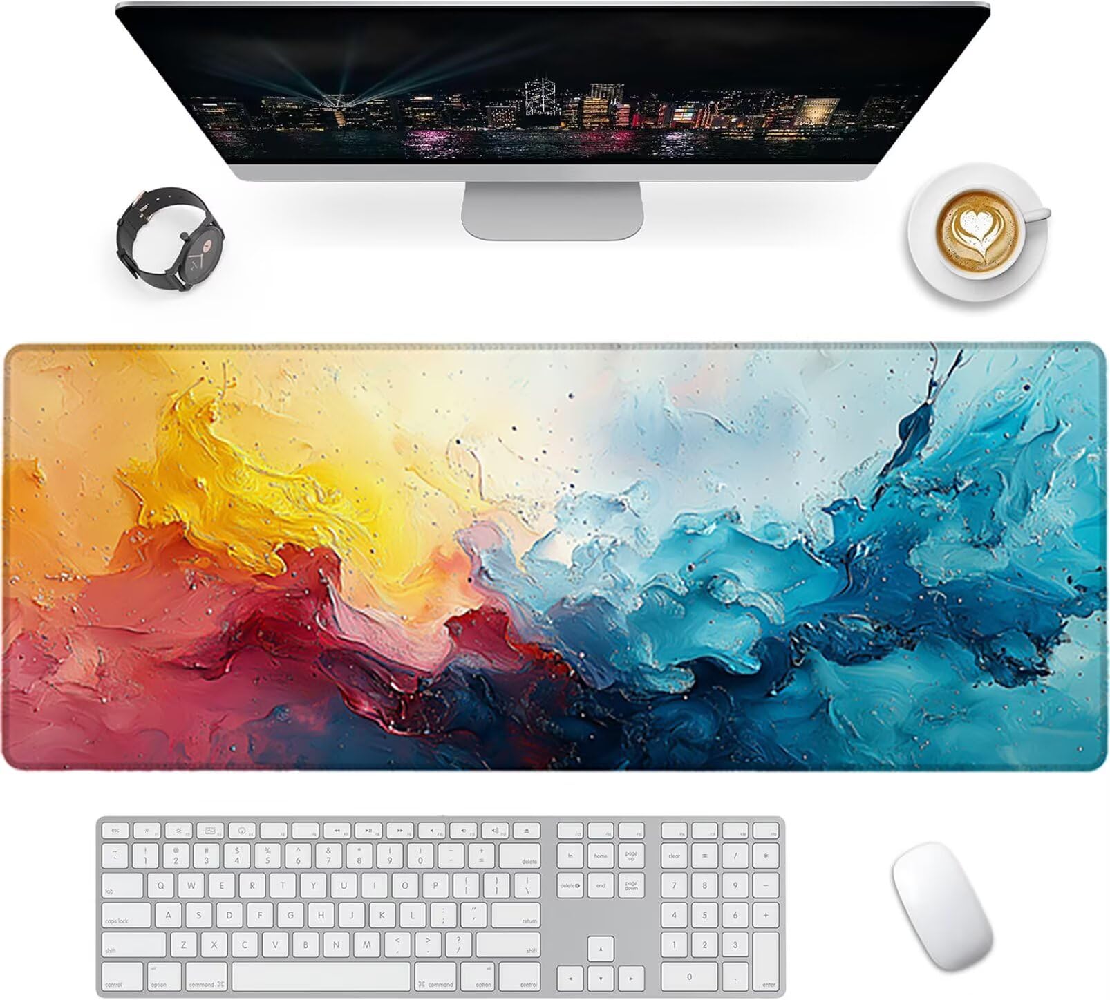 Lpfieonn Rosa Großes Schreibtischunterlage, XXL Schreibtischunterlagen, Blau XXL Wasserdicht Gaming Mousepad mit Vernähter Rand und Rutschfeste Gummibasis, für Laptop/Hause/Büro 120x60cm PF-3045