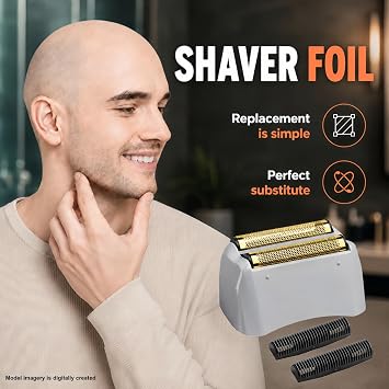 2 Pack Pro Shaver Replacement Foil and Cutters Compatible with andis 17150(TS-1)/17155/17200 Shaver ProFoil Lithium Replacement Golden
