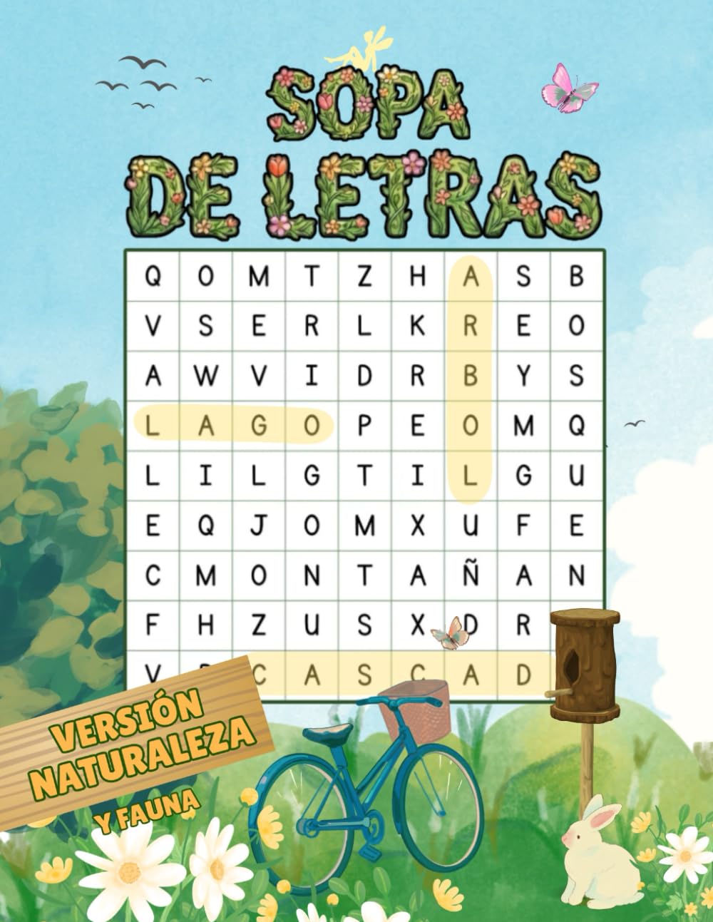 Sopa de Letras de Naturaleza y Fauna: Pasatiempos relajante para adultos, letra grande, 500 palabras distintas. Juego puzzles para ejercitar la mente.