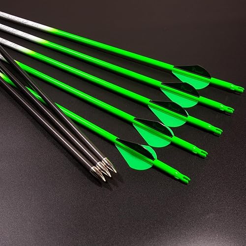 Miniatura 18 de Flecha de carbono de tiro con arco 28 29 30 pulgadas 300 340 350 400 columna vertebral práctica caza flechas para arco recurvo compuesto 12