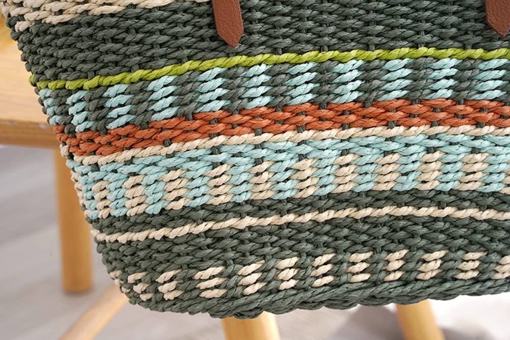 Pocadri Bolso Hobo tejido de paja para mujer, bolso de mano con asa de cuero, gran capacidad, cesta de repollo tejida a mano