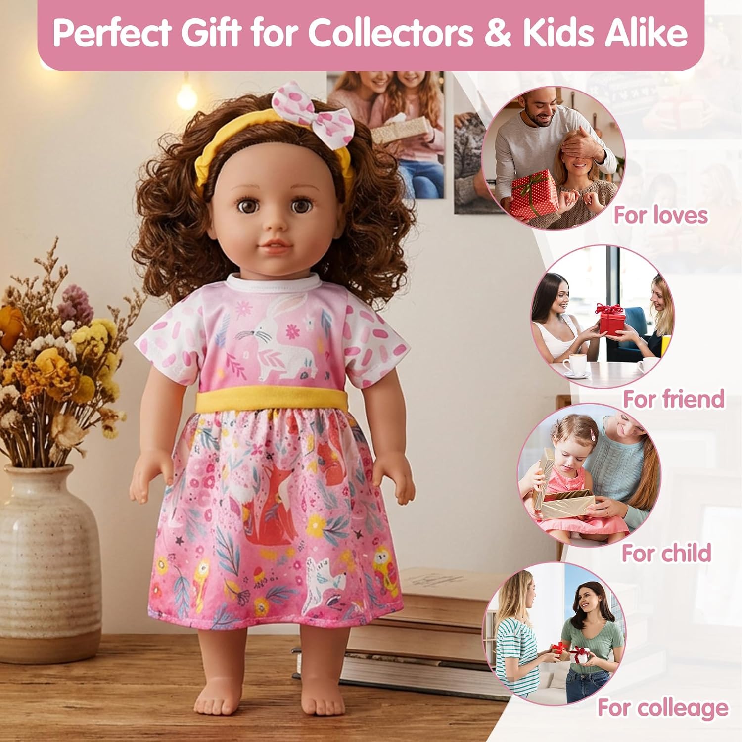 Qianyu 1 Set Doll Clothes and Headbands Realistic Reborn Baby Doll Clothes Accessories Doll Dress Outfits Set Include Skirts Hairband Cute Jumpsuit for 18 Inch Newborn Girl Dolls