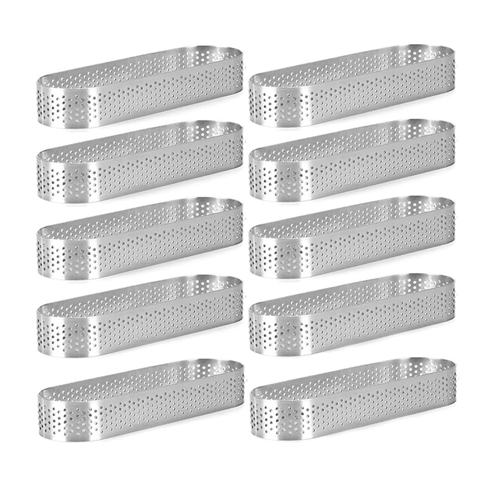 Lot de 50 anneaux à tarte ovales perforés en acier inoxydable