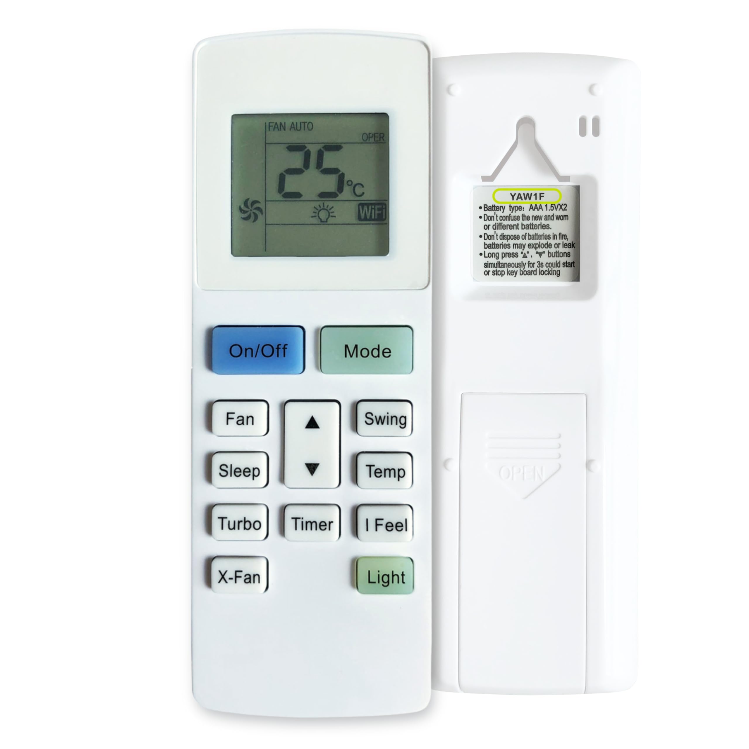 Wellclima Telecomando condizionatore YAW1F – Pronto all’uso, sostituisce solo modelli uguali di forma e codice– Per Gree, per Argo, per Viessmann, per Storm, per Montana, per Daitsu