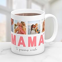 Personalised Ceramic Mug for Mom with 4 Photos and Text "We Love You Much" | Premium Finish, Ergonomic Handle | Mother's Day, Birthday and Anniversary Gift