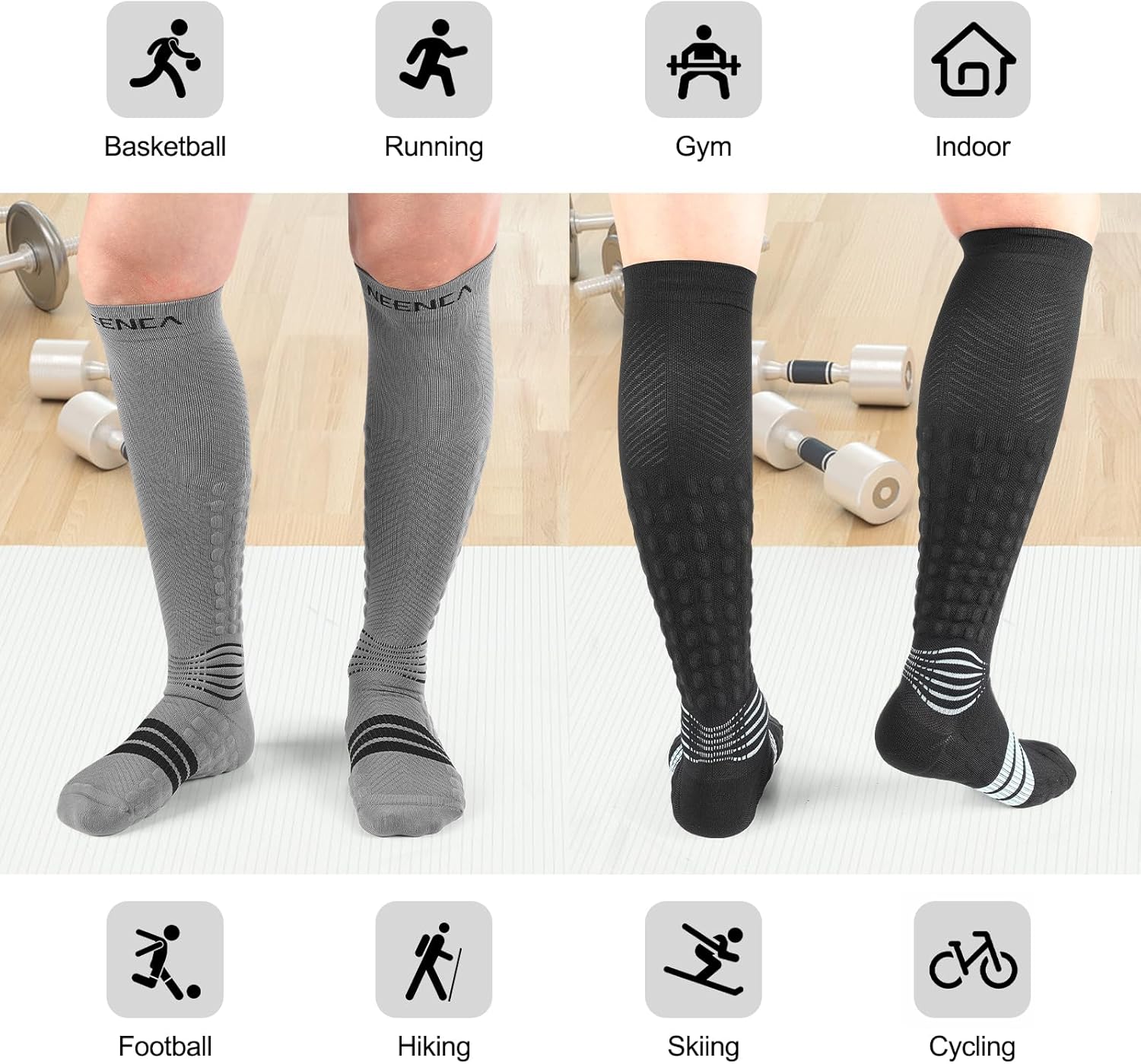 NEENCA Compression Socks for Women&Men, 20-30mmHg Knee-High Graduated Socks for All Day, Better Blood Flow, Swelling - Image 6
