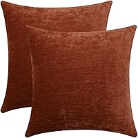 Vista 13 de Juego de 2 fundas de almohada decorativas de pana burdeos suaves y acogedoras, fundas de cojín cuadradas de chenilla para sofá, decoración de sala