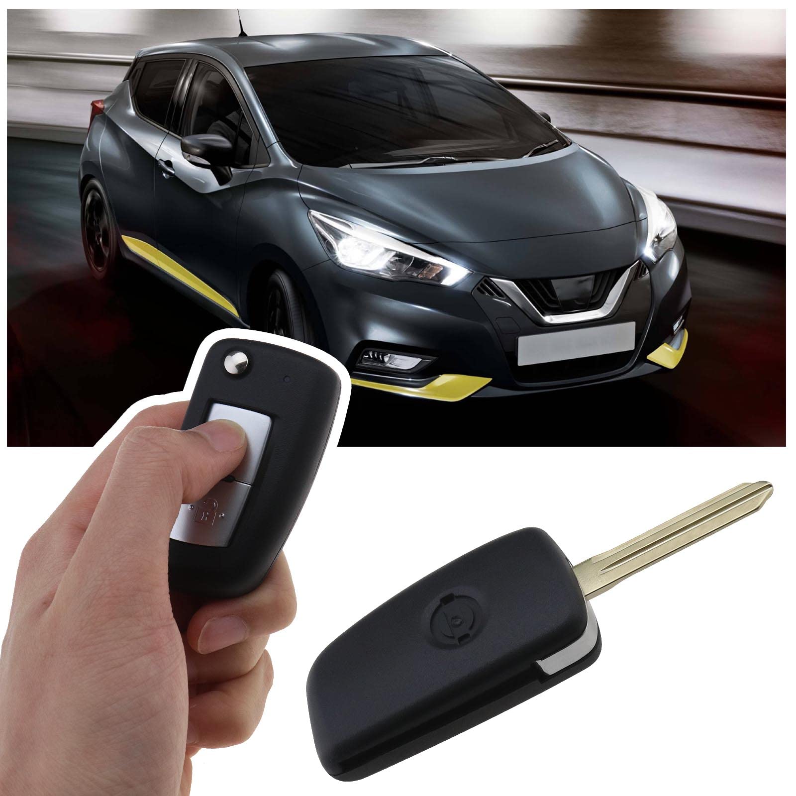 Blank 3-Button Key Fob Shell Case For Nissan & Infiniti - Replacement Remote Cover