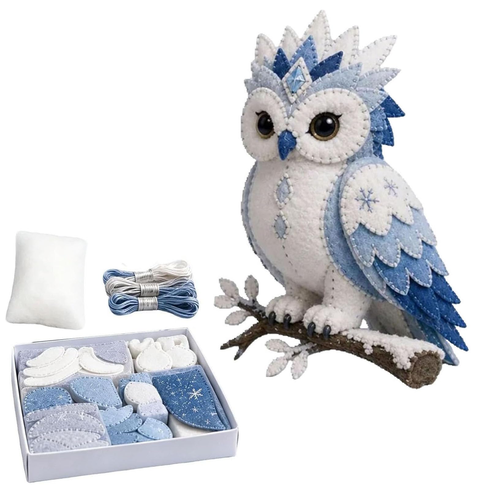 Felt Patchwork Arctic Animal DIY Sewing Kit, Winter Animals Ornament DIY Kit with Pre-Cut Felt Pieces, Threads & Accessories, Cute 3D Animal Sewing Project for Beginners