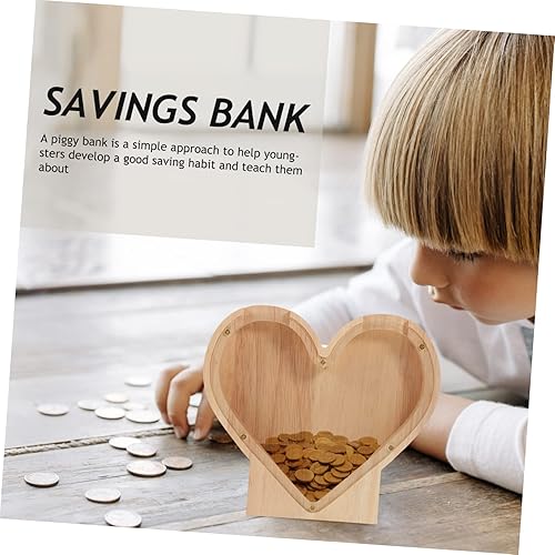 Miniatura 6 de 2pcs Love Piggy Bank Dinosaur Banks Unopenable Piggy Bank Clear Bank Wood Heart Piggy Bank Saving Bank Clear Piggy Bank Personalized Piggy Bank Car