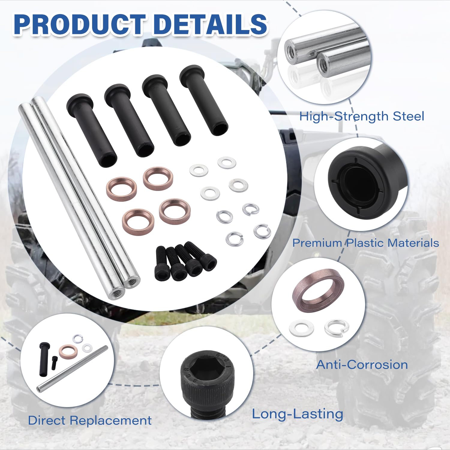 Kit di boccole per braccio ad A inferiore anteriore, compatibile con Polaris Sportsman 400 500 570 600 700 800, Trail Blazer 250 330 400 Trail Boss Xplorer Scrambler Magnum 325 330 425