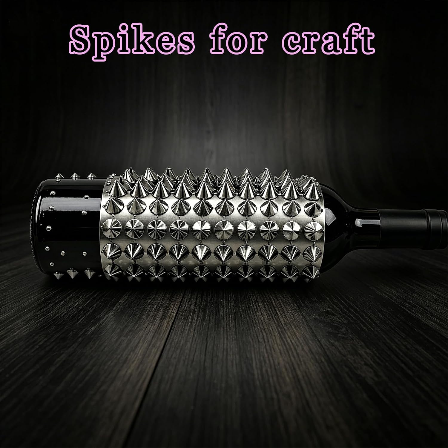 Silver Sewing Spikes for Crafts,300 PCS Stude for Clothing &1000PCS Resin Rhinestone with Glue Needle Thread Kit Flatback Plastic Spike Stud for Holloween Party Decoration Costume DIY Crafts