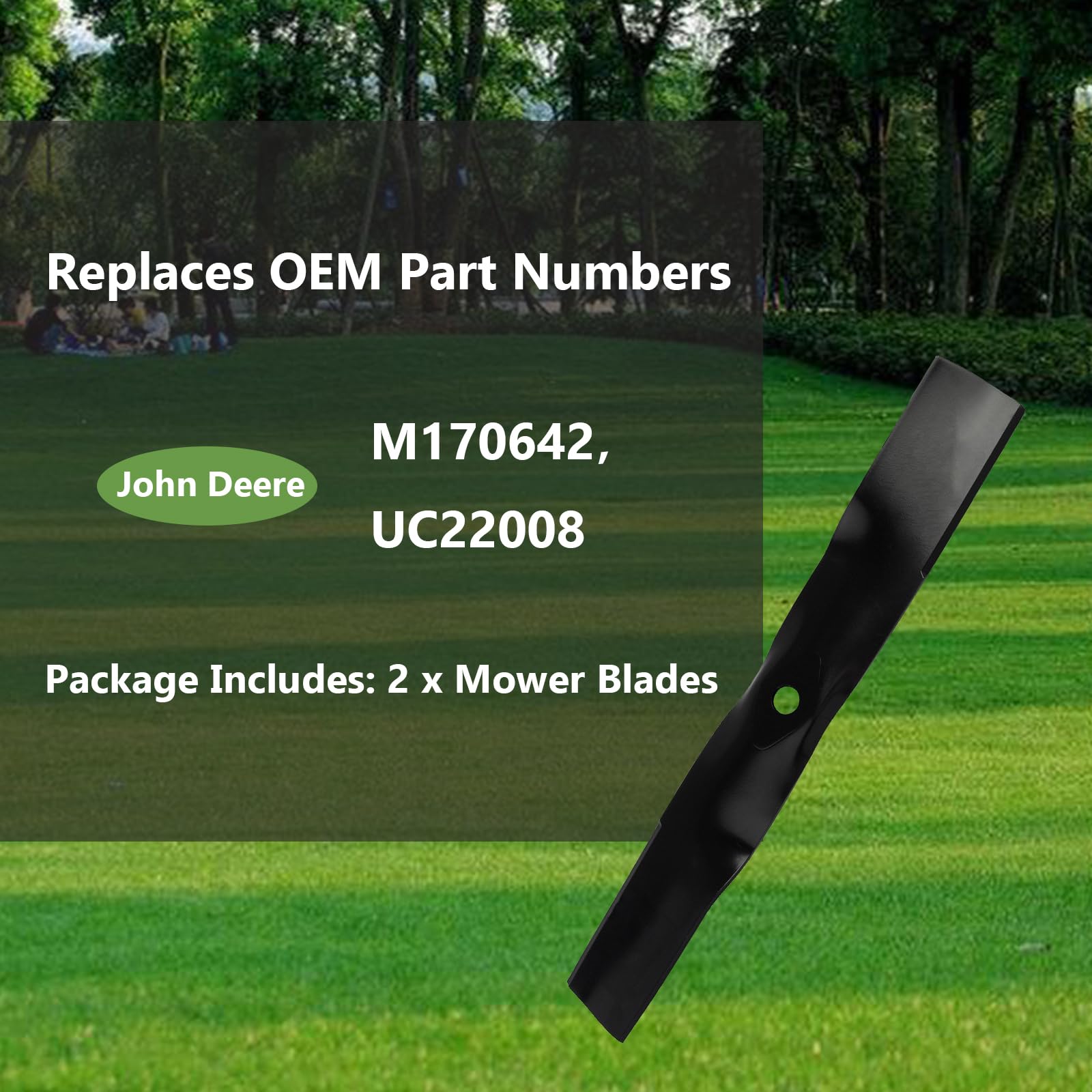 Lame per tosaerba UC22008, ricambio John Deere M170642, compatibili con tosaerba X330, X350, X354, X370, Z335E, Z335M, Z345R, per tosaerba da 106,7 cm, 2 pezzi