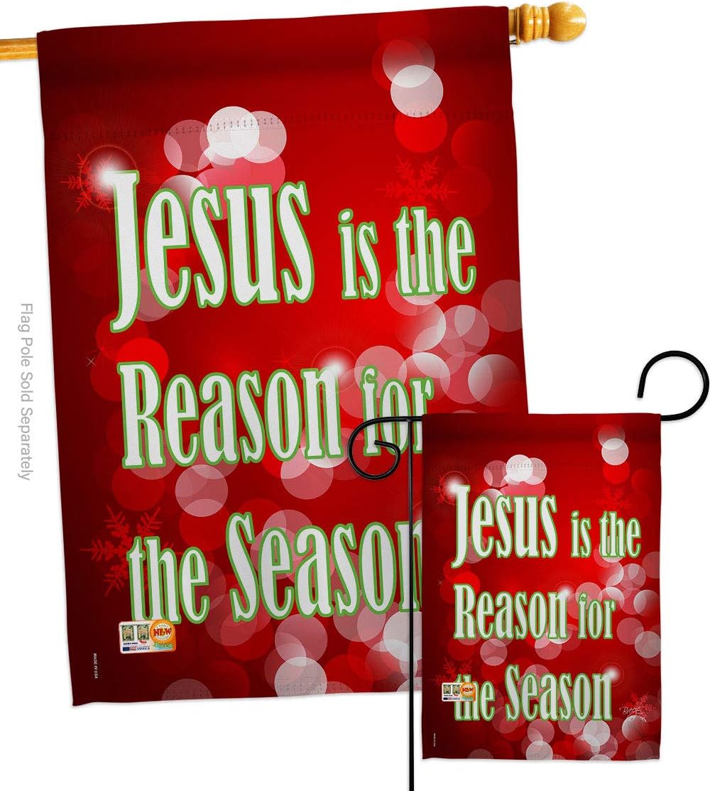 Breeze Decor Nativity Jesus is The Reason Garden House Flags Set Winter Three King Religious Holy Family Season Wintertime Christian Small Decorative Gift Yard Banner Double-Sided Made in USA 28 X 40