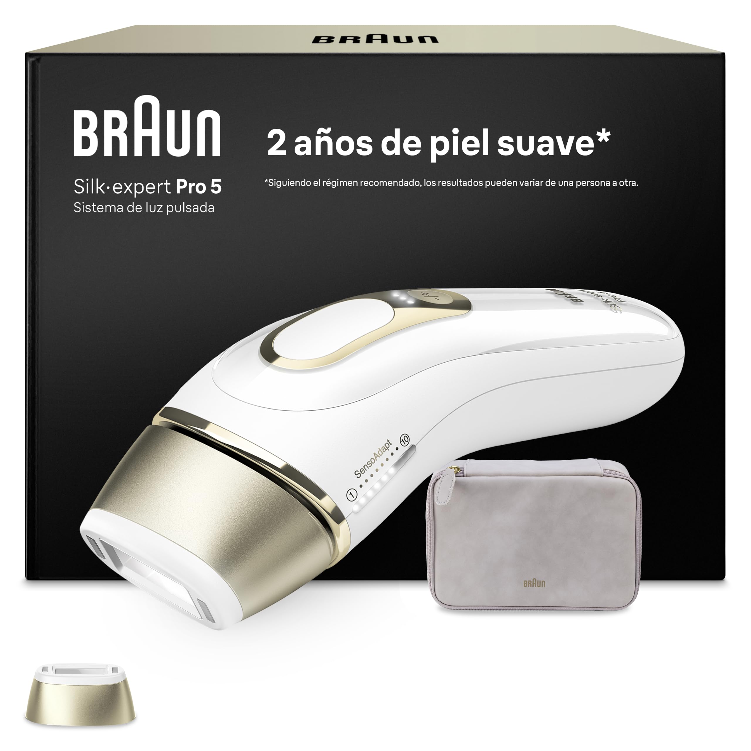 Braun Depiladora Luz Pulsada Silk·expert Pro 5, IPL, Depilación Láser en Casa para Cara Y Cuerpo, Eliminación del Vello, Depiladora Laser para Mujer Y Hombre, con 1 Cabezal Y Neceser, PL5100