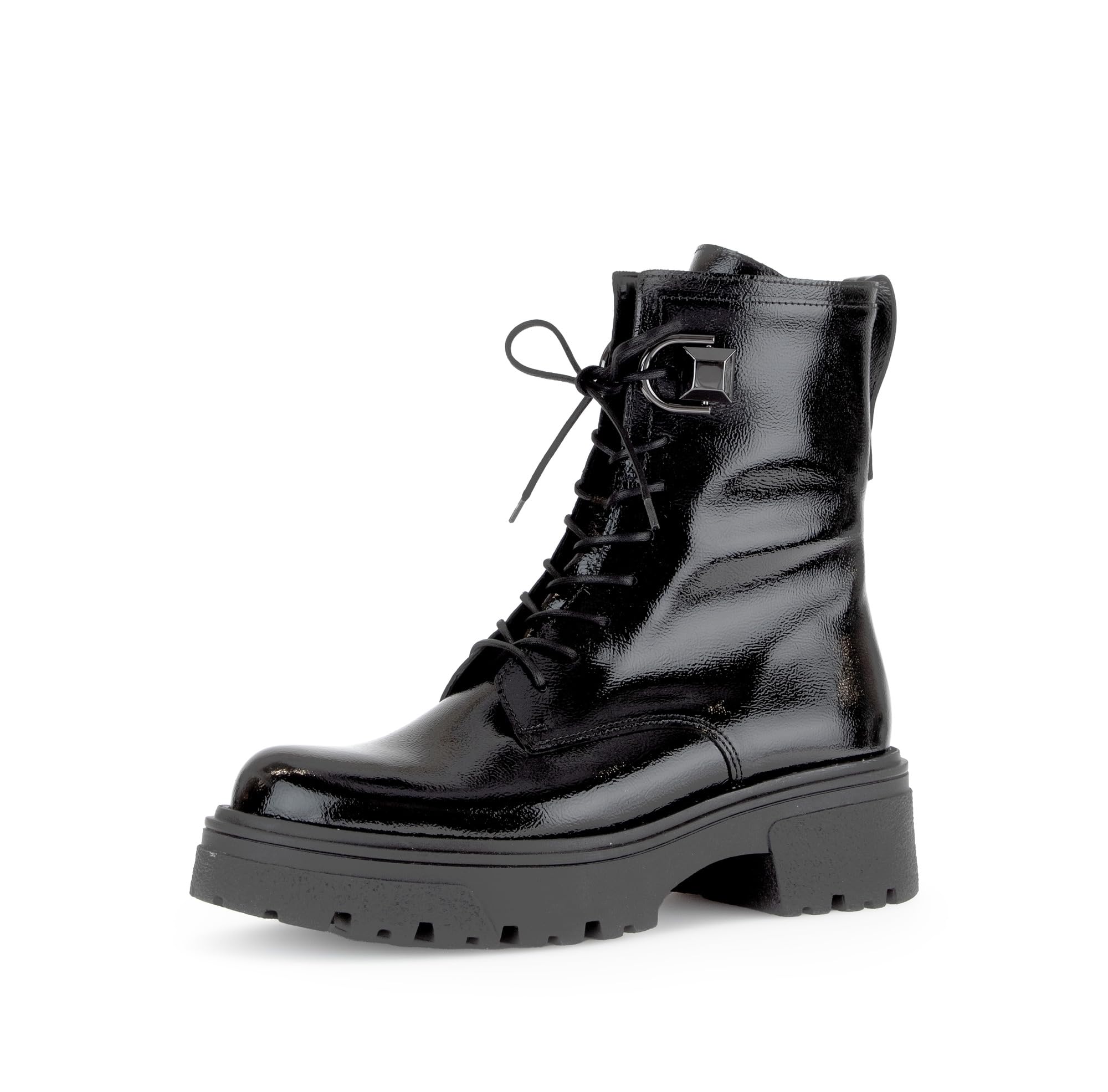 Gabor Damen Combat Boots, Frauen Stiefeletten,Best Fitting,schnürstiefel,Winterstiefel,Winterschuhe,gefüttert,schwarz(Altsilber),38.5 EU / 5.5 UK