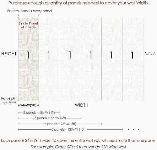 Miniatura 6 de Papel tapiz estético beige para despegar y pegar, mural geométrico autoadhesivo extraíble, líneas bohemias de mediados de siglo (muestra de 12