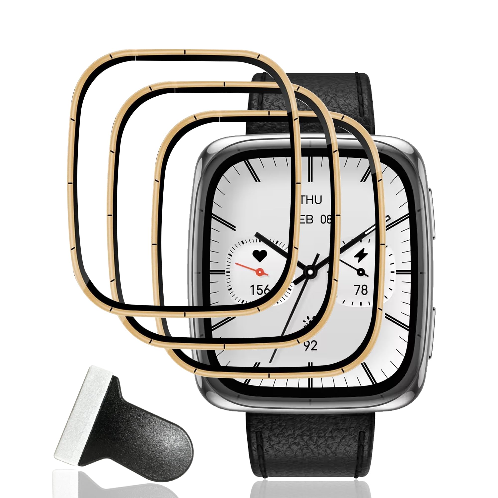 Zerrshoo 3 Piezas Protector Pantalla para Amazfit Active 2 Square 1,75" Película TPU Híbrida, Alternativa flexible al Cristal templado, Cobertura 3D, Anti-Arañazos Sin Burbujas, HD Transparente