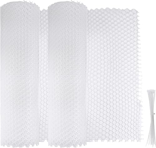 SEUNMUK 2 rollos de malla de alambre de plástico blanco de 16 pulgadas x 9.8 pies, valla de malla de plástico versátil decorativa para jardín con 40