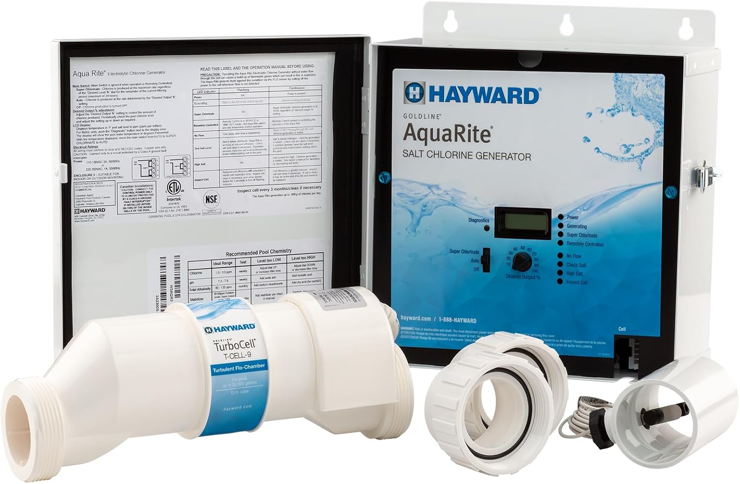 Hayward W3AQR9 AquaRite Salt Chlorination System for In-Ground Pools up to 25