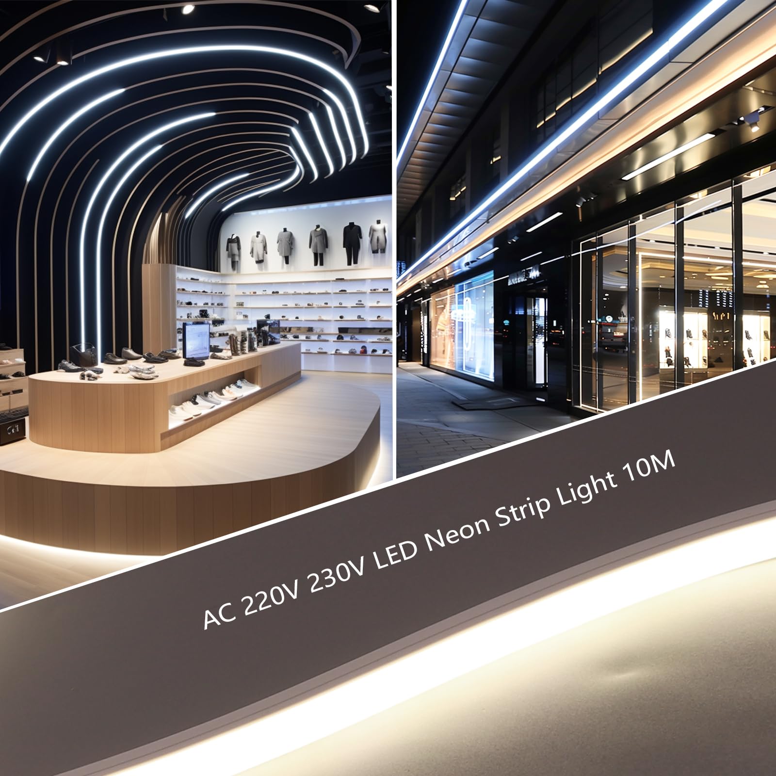 BENLUN AC 220V Neon LED Strip Outdoor 10M, 4000K Naturweiß LED Streifen Aussenbereich Wasserdicht IP65, LED Band 230V Direktanschluss, 10W/M Lichtband für Außen Indirekte Deleuchtung