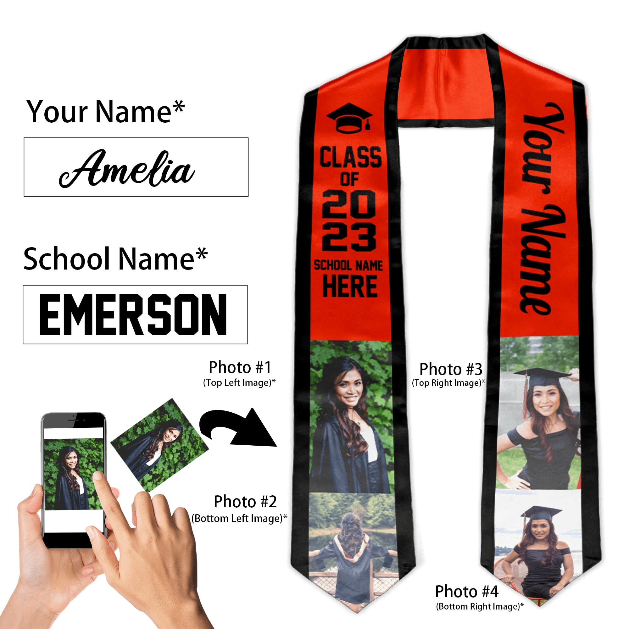Batorkpl Custom Graduation Stole Sash with Name, Class Of 2025 Personalized Gift