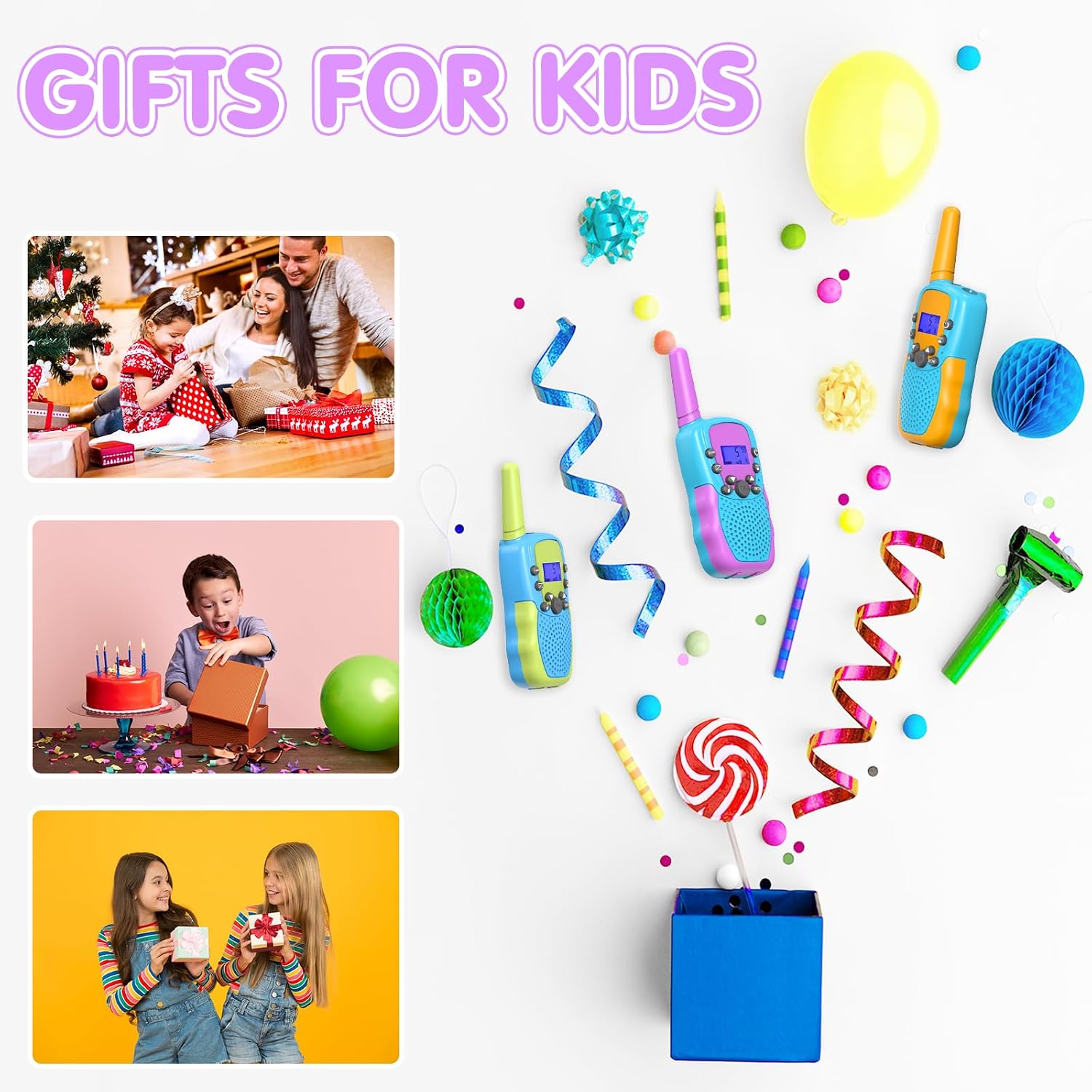 Toys for 4-12 Year Old Boys or Girls, Selieve 3 Pack Walkie Talkies Outdoor Indoor Stem Toys 3 KM Range 22 Channels 2 Way Radio, Gifts for 3-10 Year Old Boys or Girls