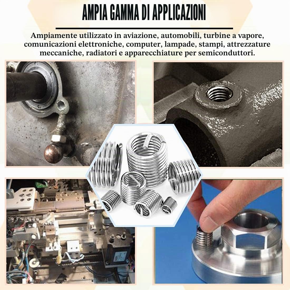 Inserti Filettati Autofilettanti Inserto Autofilettante Kit 24pz M4 Set Combinato per Riparazione Filetti Inserto Filettato Riparazione Elicoidale (116Pz)