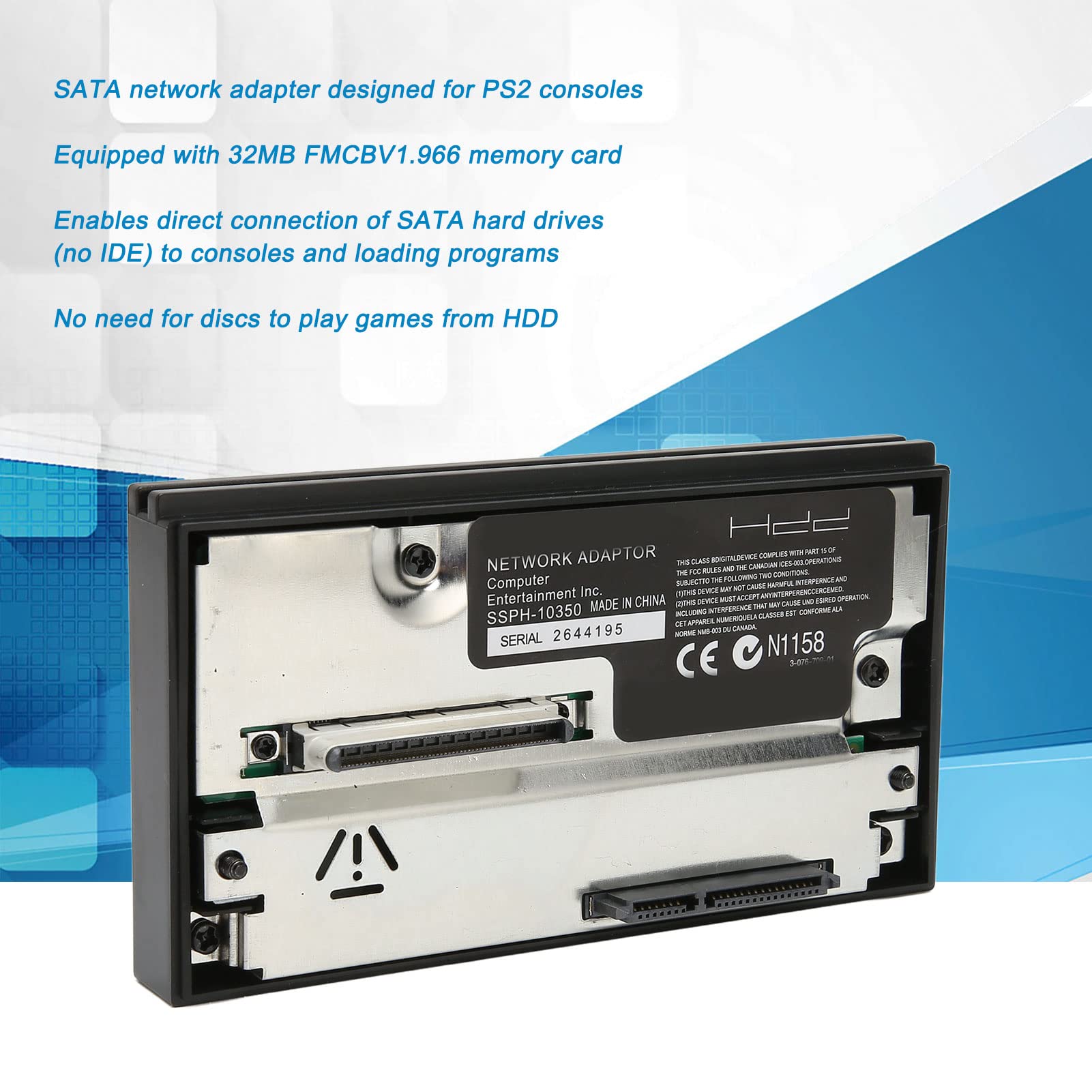 Adapter dysku twardego z silnym ulepszeniem przeciwzakłóceniowym, zaawansowanym procesem Master Chip Hasl, dyskiem twardym SATA 2 TB dla 32 MB Fmcbv1.966 PS2