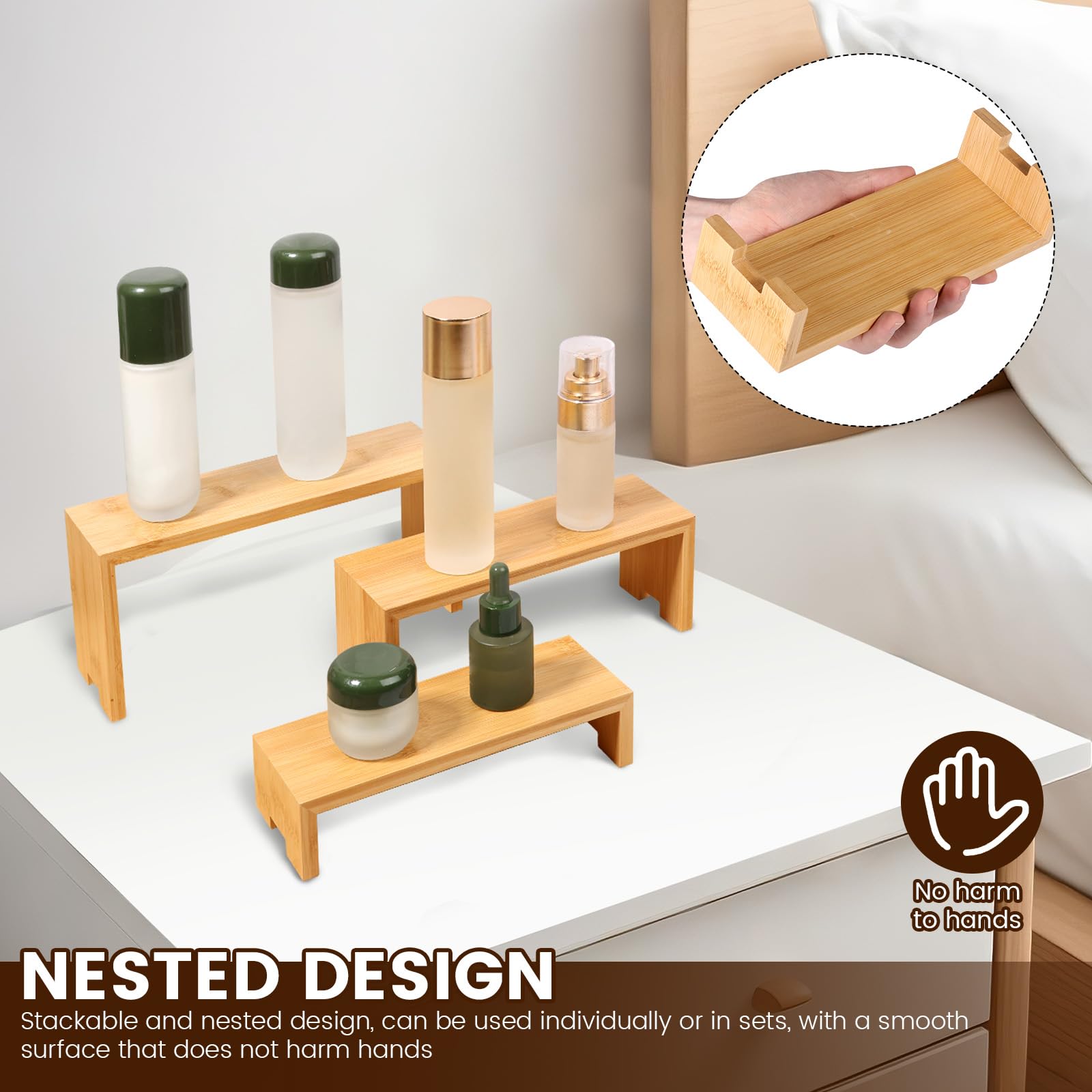 KTZCTPCA 3Pcs 3 Cupcake Display Riser Decorative Smooth Surface Figurines Display Stand for Figure Condiment Makeup(Log color,3)