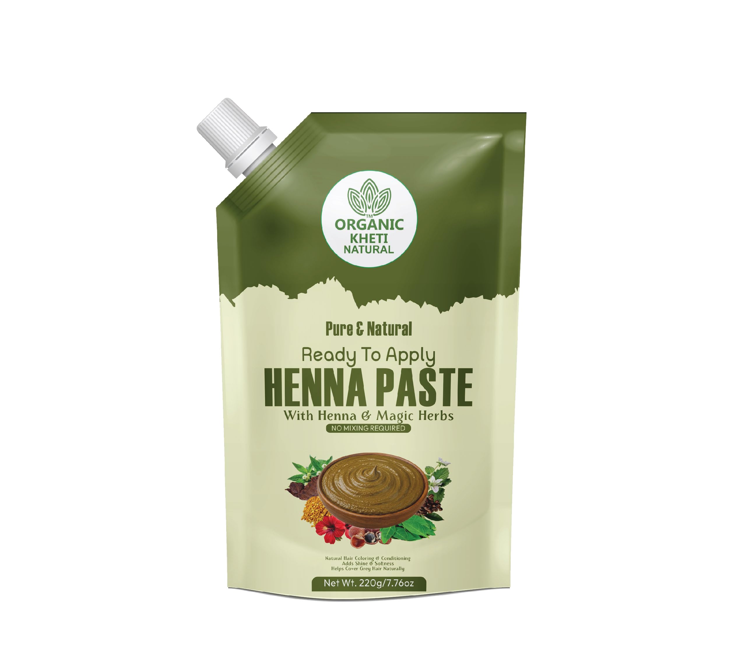 Ready to Apply Henna Paste for Hair | Natural Hair Color with Henna & Magic Herbs | No Mixing Required | Hair Conditioning & Grey Hair Coverage | Chemical Free Herbal Hair Pack | 220g-image-40