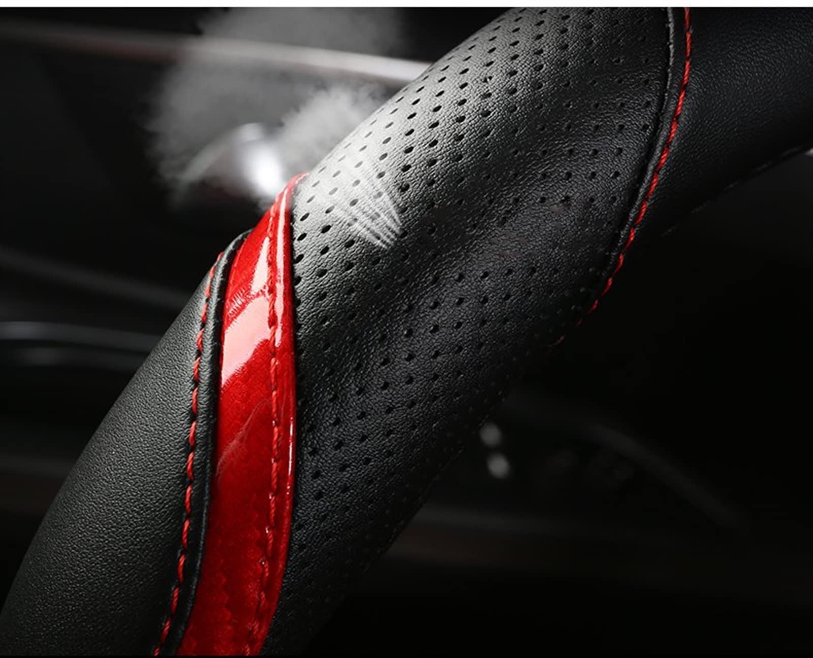 Volant Protecteur Couverture de volant de voiture en forme de O pour pour Twingo cuir microfibre respirant antidérapant + accessoires Auto en Fiber de carbone Antidérapante Housse Volant ( Couleur : 2
