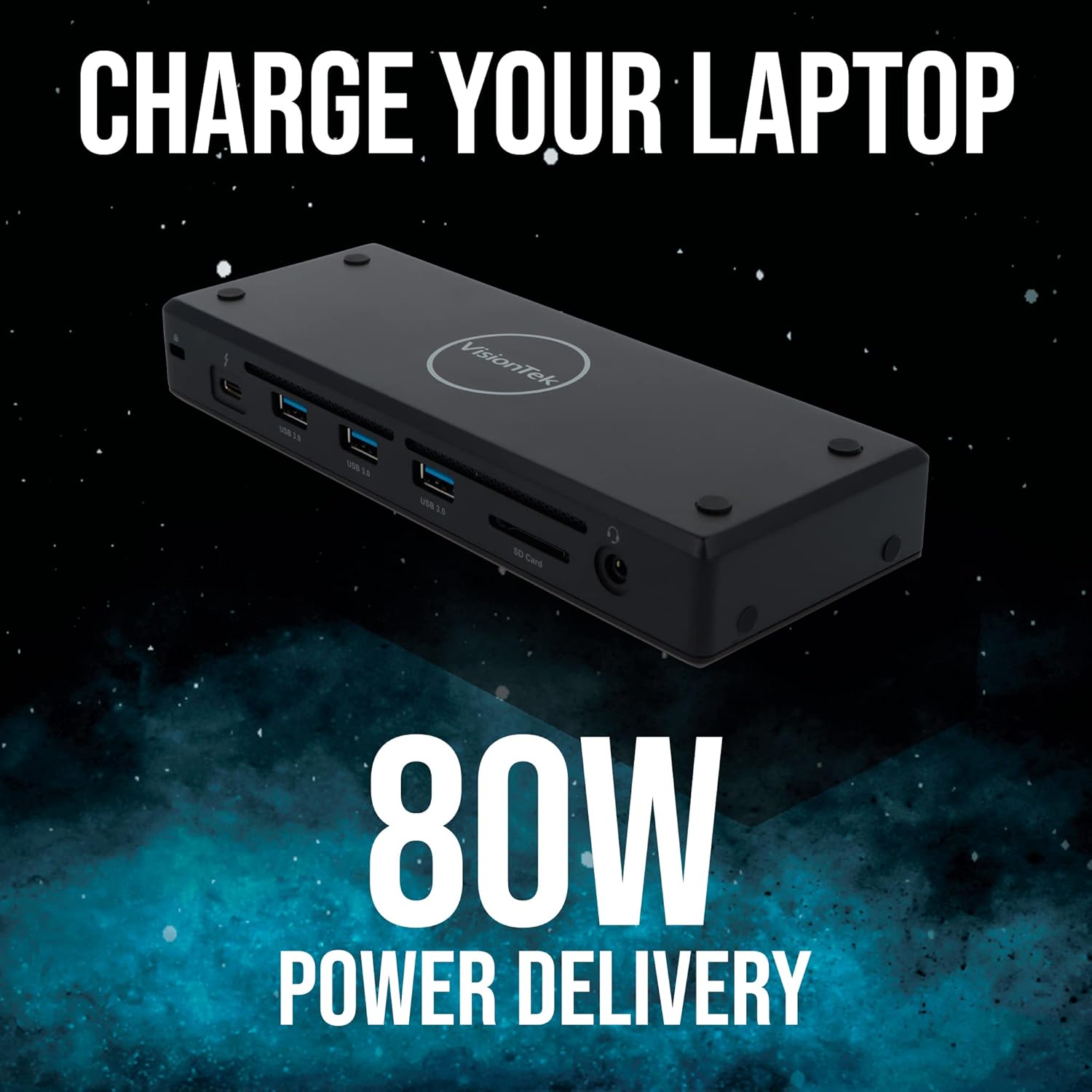 VisionTek VT5400 Thunderbolt 4 Docking Station - 1x HDMI, 1x DP, 1x Thunderbolt 4 Port, 5X USB-A, 85W Power, Audio, SD Reader, Ethernet for Windows/MacOS