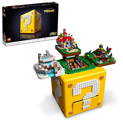 LEGO Super Mario 64 Question Mark Block Building Set - Video Game Model Set for Adult Fans, Ages 18+ - Includes 4 Microscale Game Levels W/ 10 Minifigures - 71395