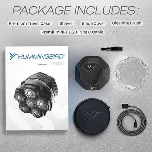 Miniatura 6 de HUMMINGBIRD MK3 - Afeitadora de cabeza para hombres calvos, maquinilla de afeitar rotativa eléctrica húmedaseca, impermeable, inalámbrica,